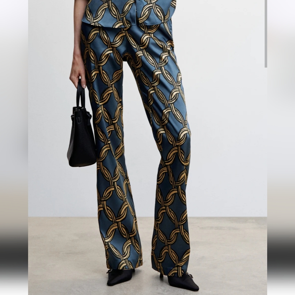 NWT Small Mango Geo Print Satin Chain Design Pants